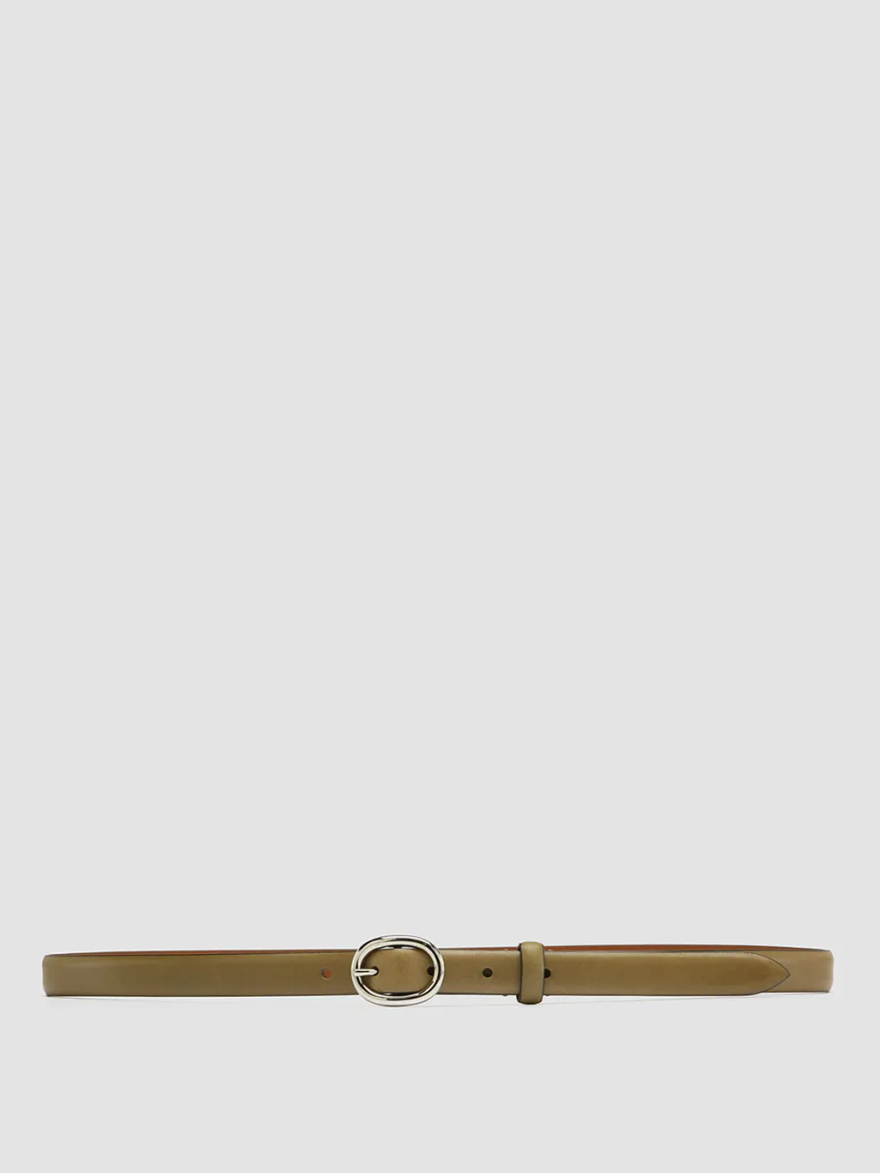 Store Officine Creative OC STRIP 56 - Green Leather Belt OLIVE