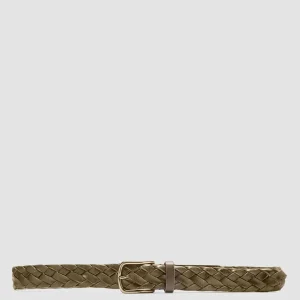 Outlet Officine Creative OC STRIP 21 - Green Woven Leather Belt DEPHTS