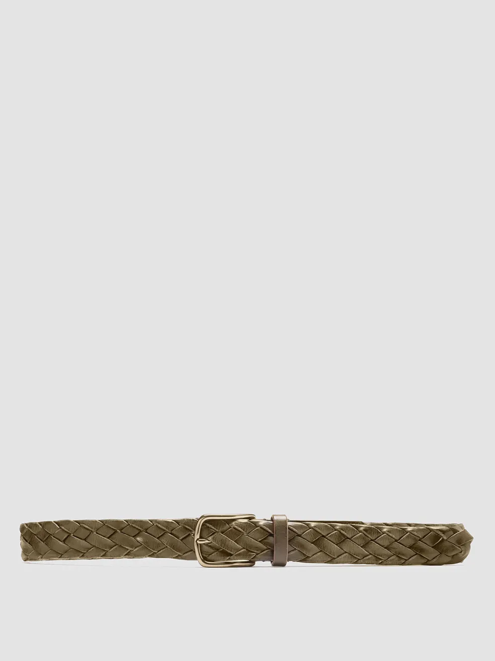 Outlet Officine Creative OC STRIP 21 - Green Woven Leather Belt DEPHTS