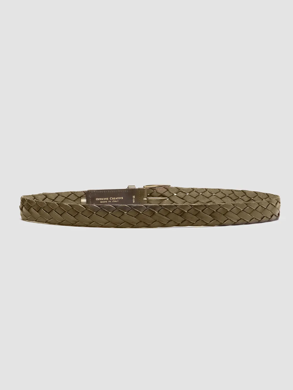 Outlet Officine Creative OC STRIP 21 - Green Woven Leather Belt DEPHTS