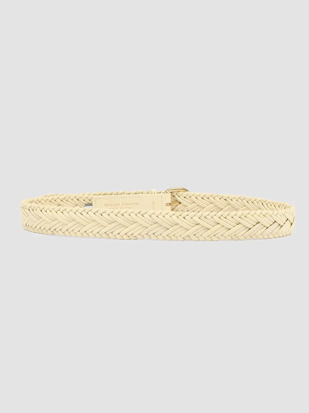 Sale Officine Creative OC STRIP 36 - Ivory Woven Leather Belt CREAM