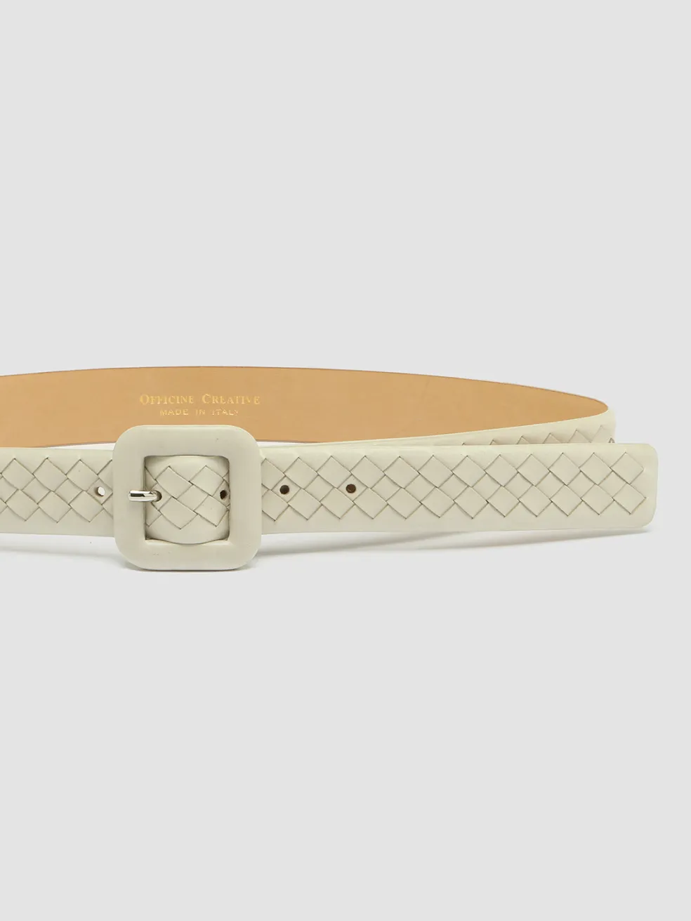 Best Officine Creative OC STRIP 060 - White Woven Leather Belt NEBBIA
