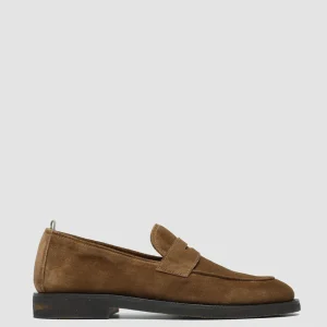 Store Officine Creative OPERA FLEXI 101 - Brown Suede Penny Loafers DARK BROWN
