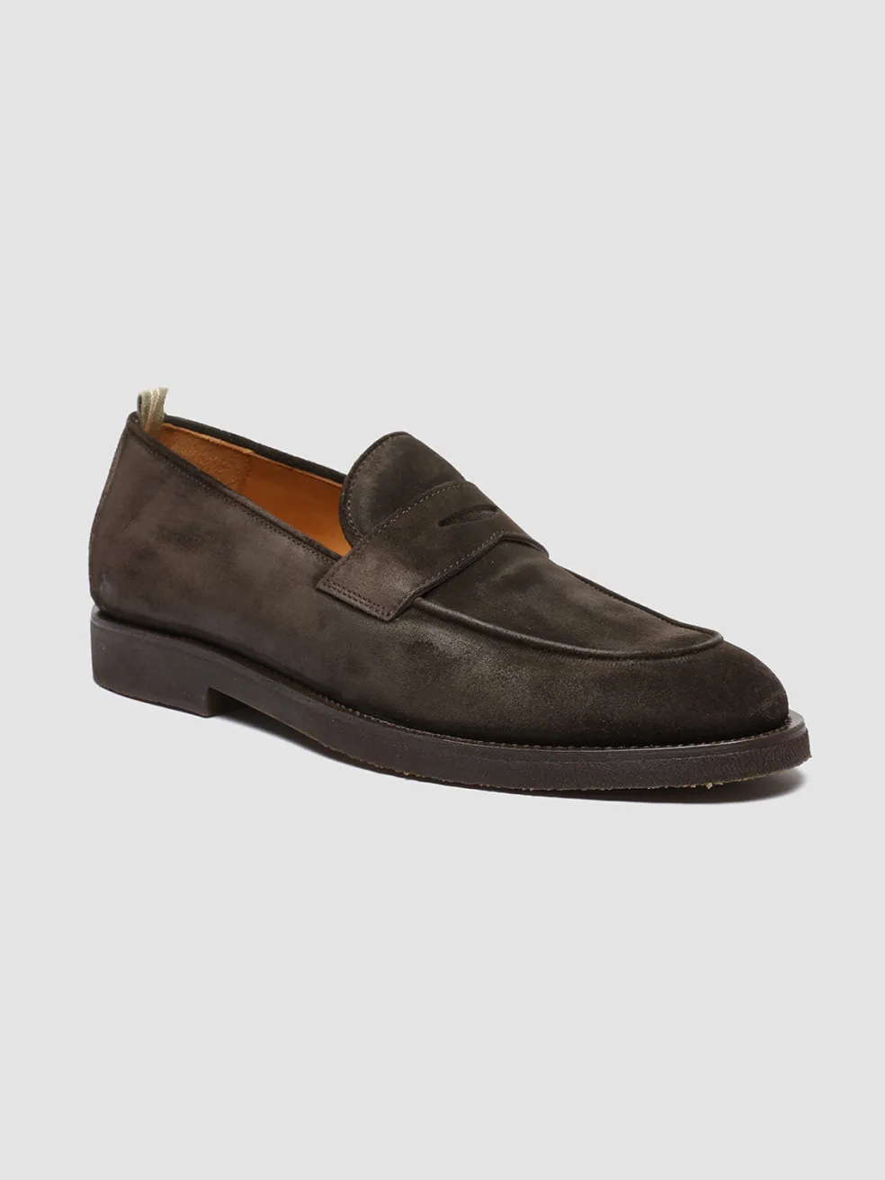 Best Officine Creative OPERA FLEXI 101 - Brown Suede Penny Loafers DARK BROWN