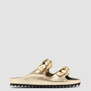 Sale Officine Creative PELAGIE 010 - Gold Leather Slide Sandals ORO