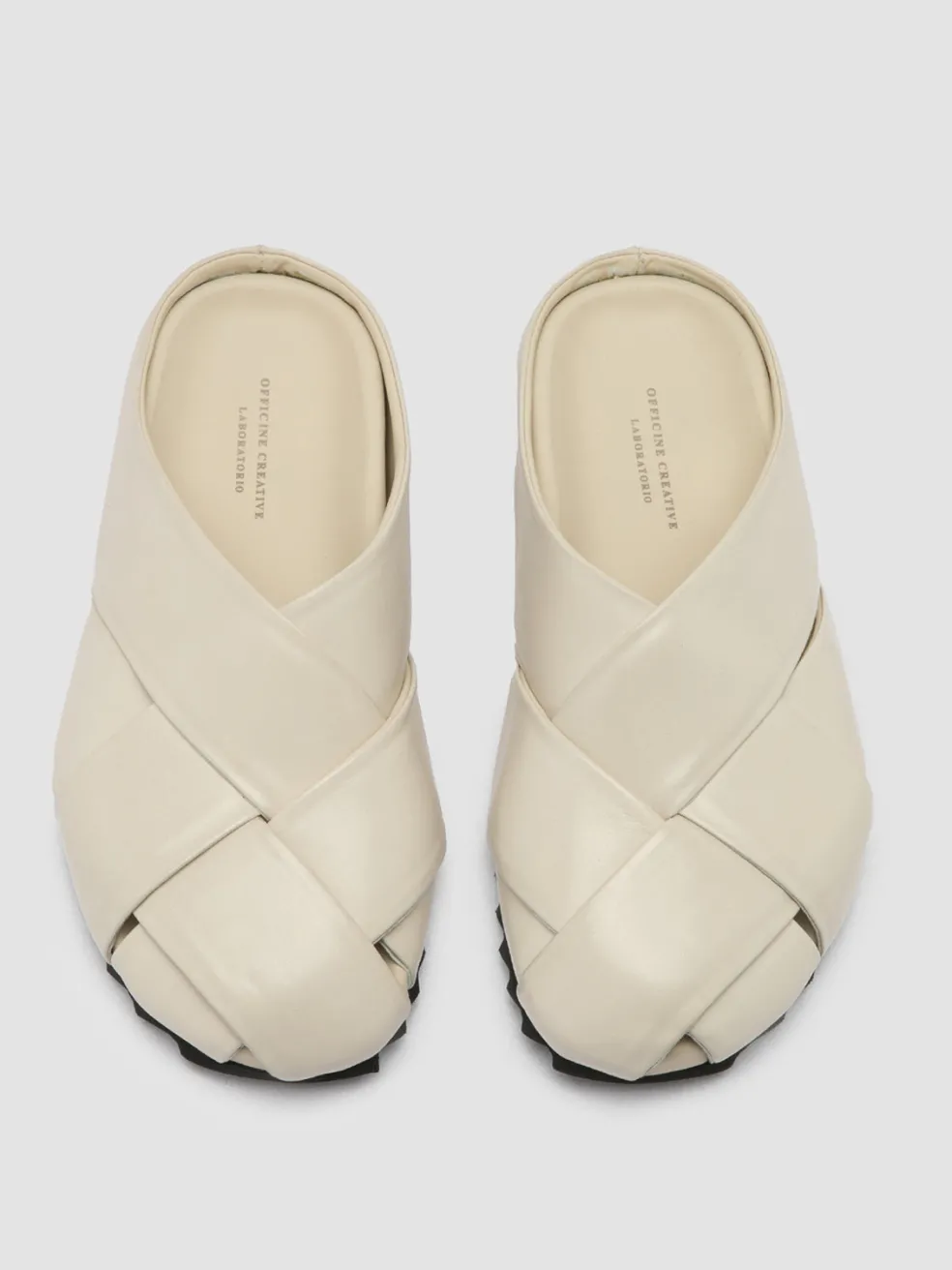 Best Officine Creative PELAGIE 018 - White Leather Mule Sandals NEBBIA