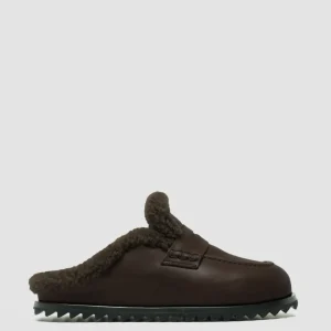 Sale Officine Creative PELAGIE D’HIVER 007 - Leather And Shearling Mules BROWN