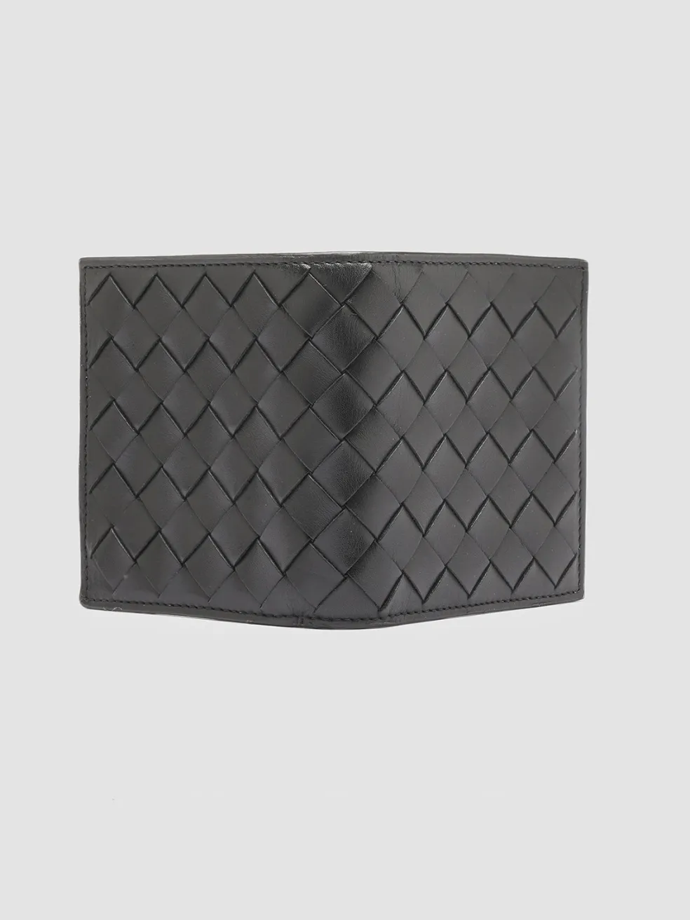 Cheap Officine Creative POCHE 111 - Woven Leather Bifold Wallet BLACK
