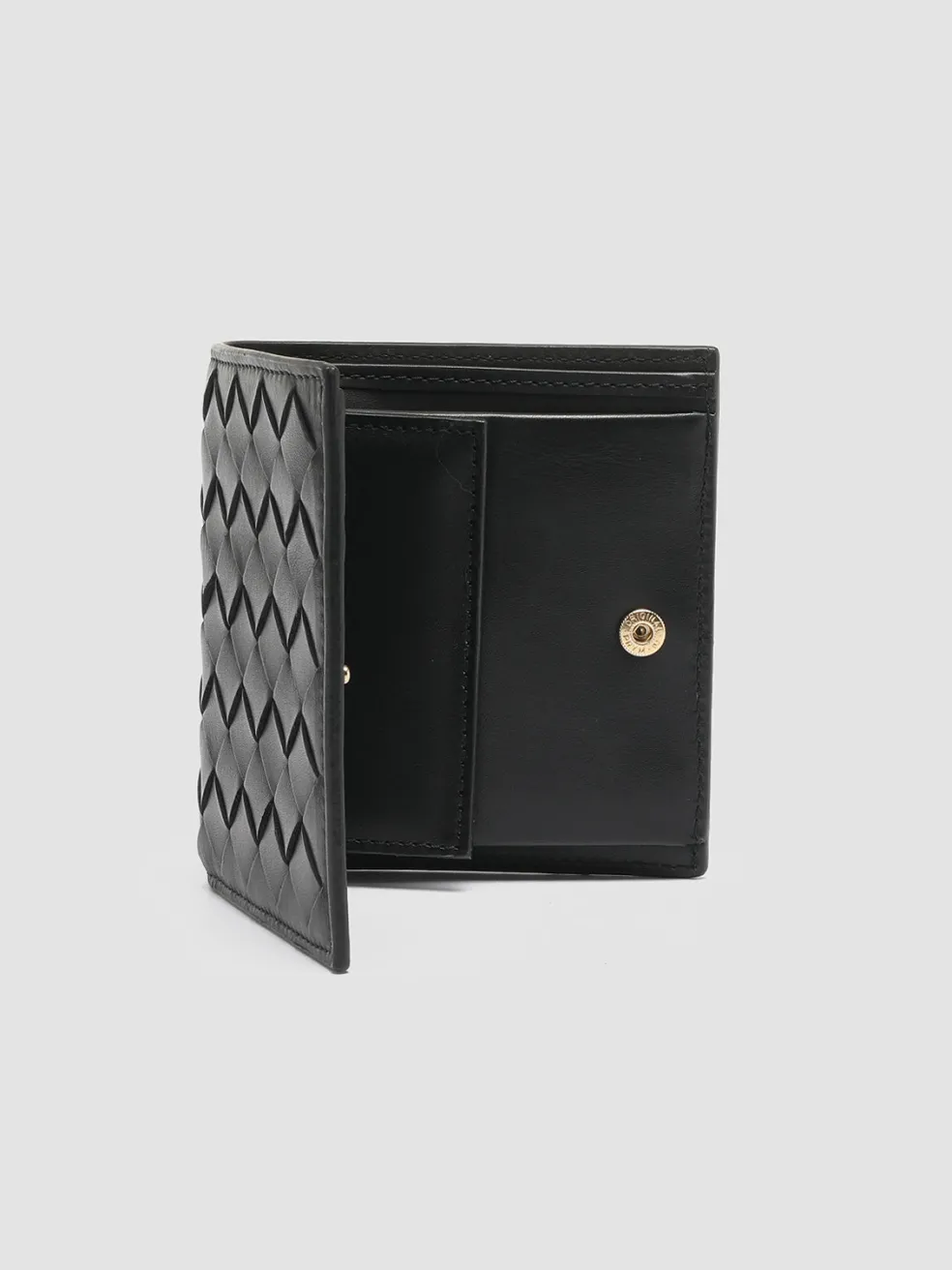 Cheap Officine Creative POCHE 111 - Woven Leather Bifold Wallet BLACK