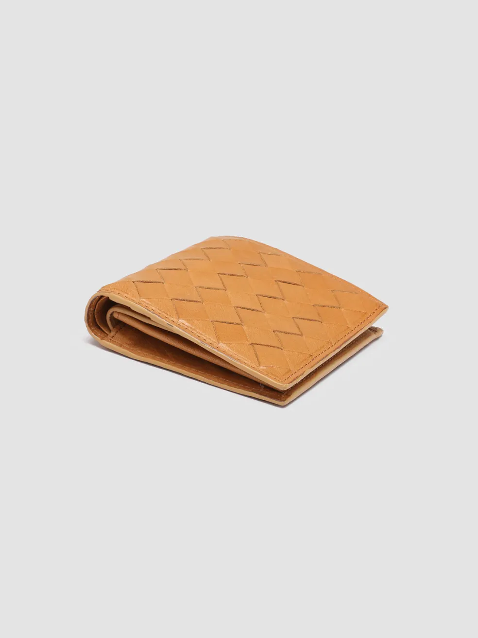 Fashion Officine Creative POCHE 111 - Brown Woven Leather Bifold Wallet BOSCO