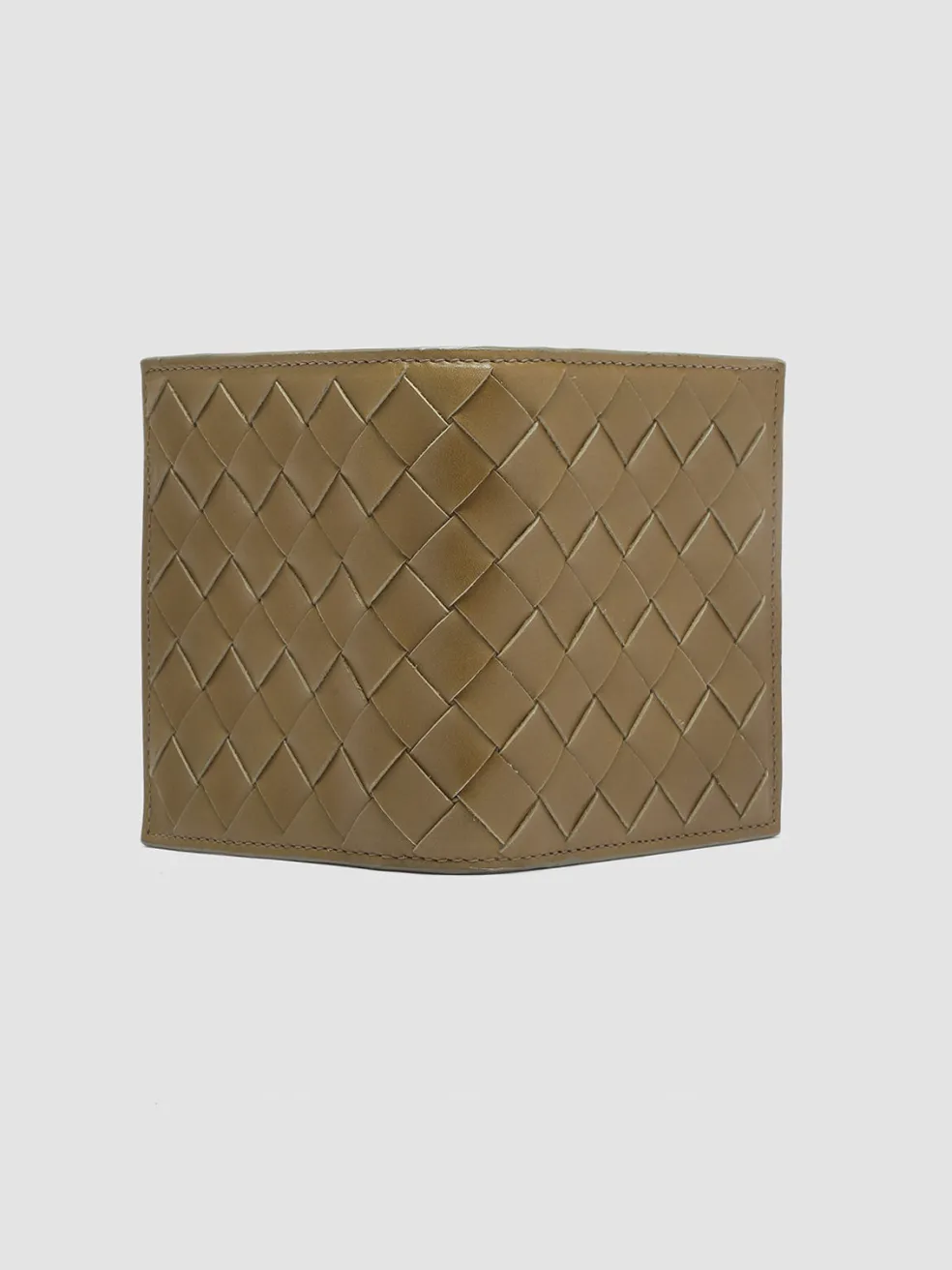 Best Sale Officine Creative POCHE 111 - Green Woven Leather Bifold Wallet FIR GREEN