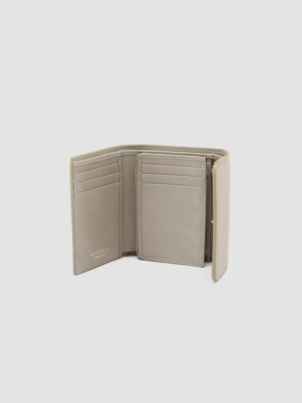 Best Officine Creative POCHE 10 - Grey Nappa Leather Trifold Wallet POMICE