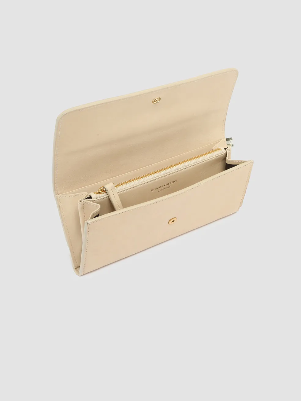 Sale Officine Creative POCHE 09 - Ivory Nappa Leather Wallet OAT MILK