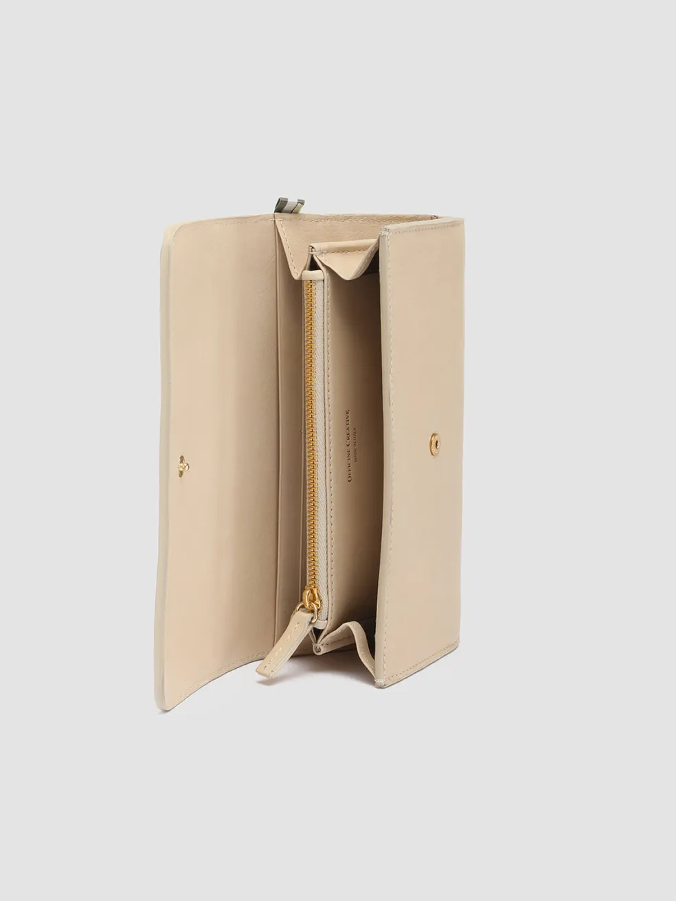 Sale Officine Creative POCHE 09 - Ivory Nappa Leather Wallet OAT MILK