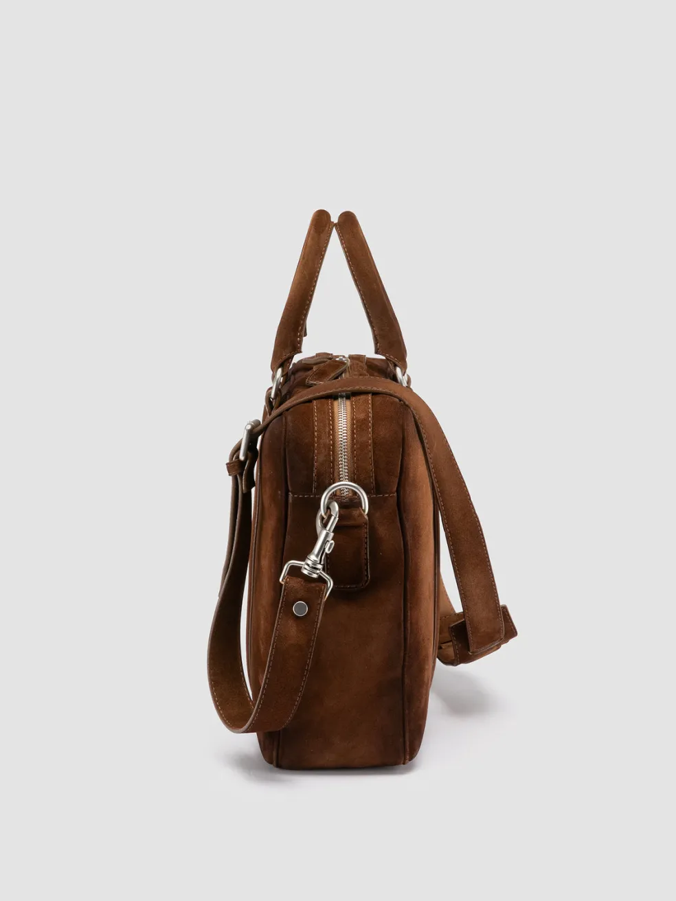Sale Officine Creative QUENTIN 010 - Brown Suede Bag DARK BROWN