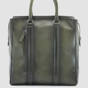Clearance Officine Creative QUENTIN 02 - Green Leather Hand Bag DEPHTS