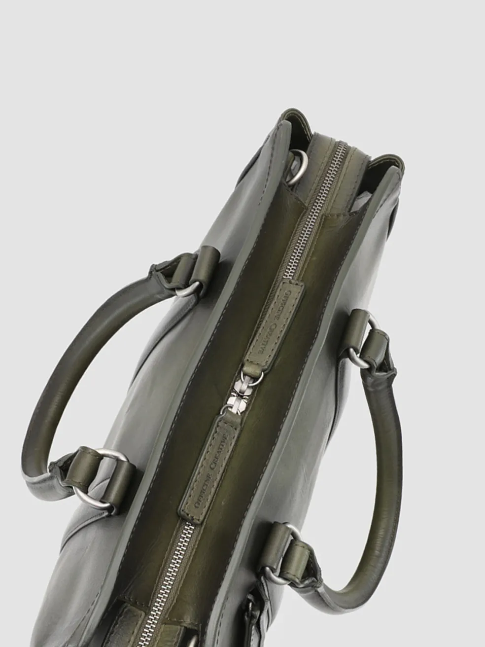 Clearance Officine Creative QUENTIN 02 - Green Leather Hand Bag DEPHTS