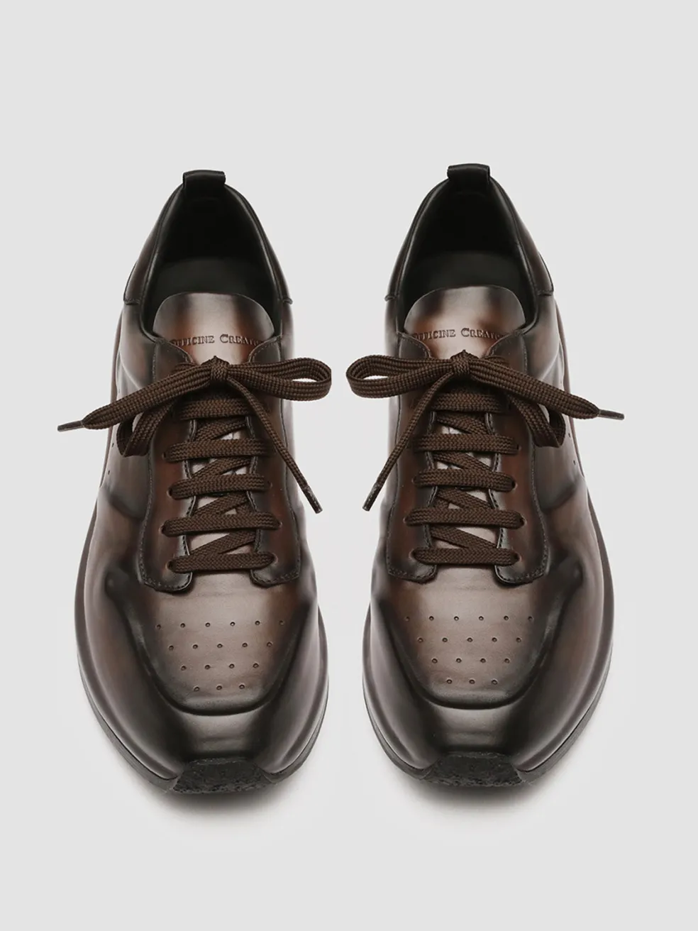 Fashion Officine Creative RACE LUX 003 - Brown Airbrushed Leather Sneakers DARK