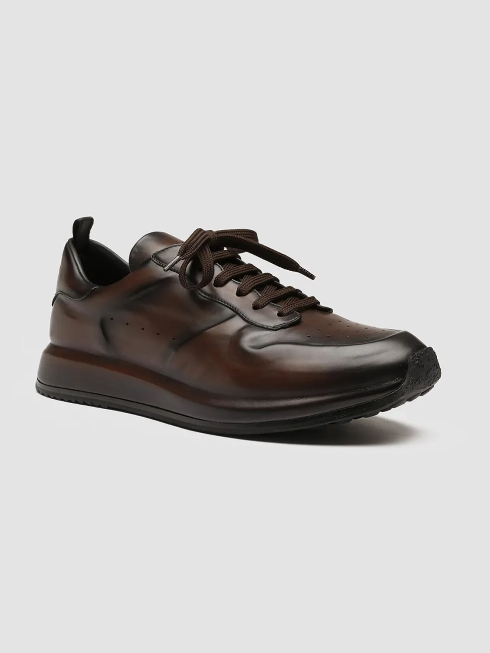 Fashion Officine Creative RACE LUX 003 - Brown Airbrushed Leather Sneakers DARK
