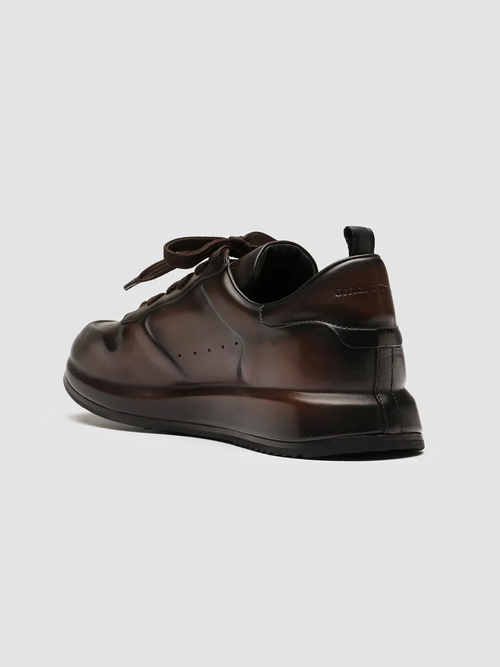 Fashion Officine Creative RACE LUX 003 - Brown Airbrushed Leather Sneakers DARK