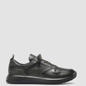 Shop Officine Creative RACE LUX 003 - Green Airbrushed Leather Sneakers BOSCO