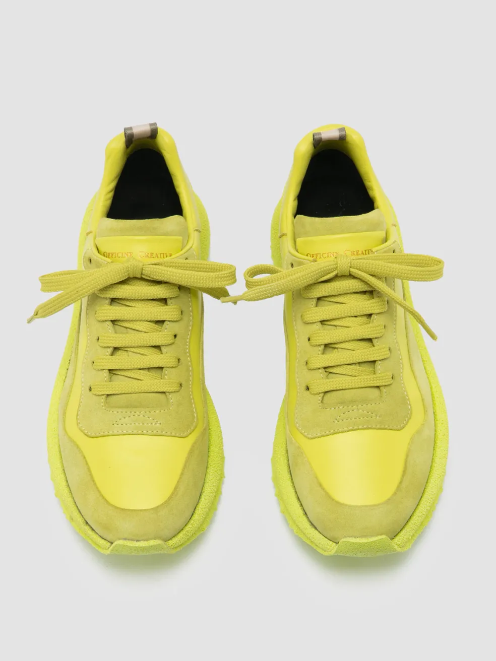 Shop Officine Creative RACE RUBREX 101 - Leather And Suede Low Top Sneakers YELLOW