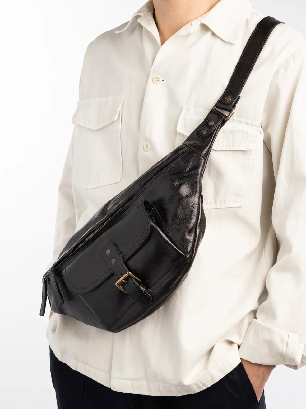 Shop Officine Creative RARE 044 - Leather Waist Pack BLACK