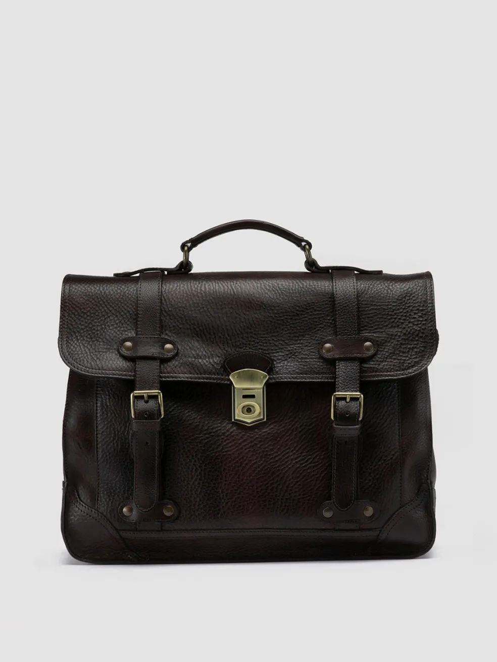 Fashion Officine Creative RARE 040 - Brown Leather Briefcase DARK BROWN