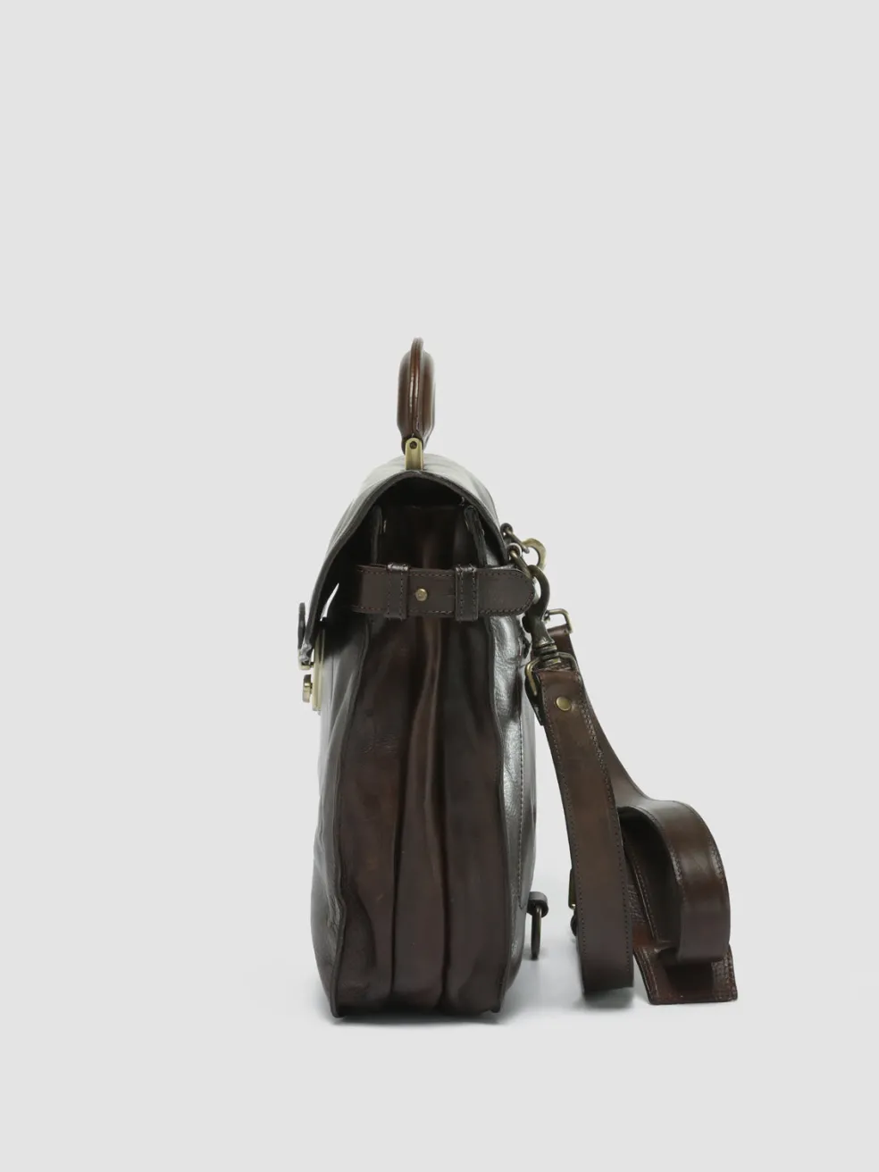 Cheap Officine Creative RARE 036 - Brown Leather Briefcase MORO