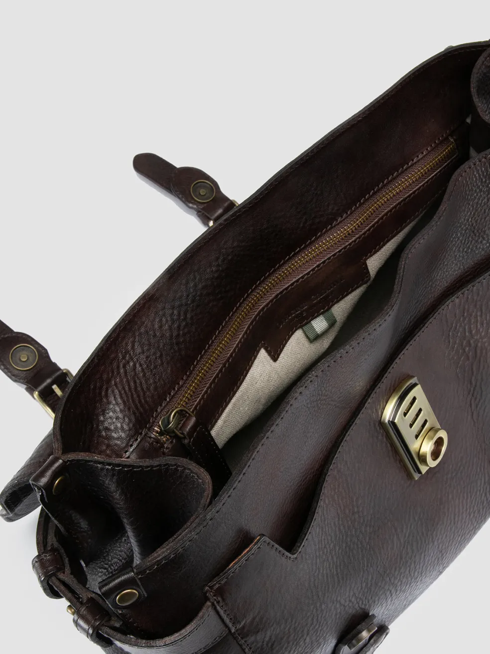 Fashion Officine Creative RARE 040 - Brown Leather Briefcase DARK BROWN