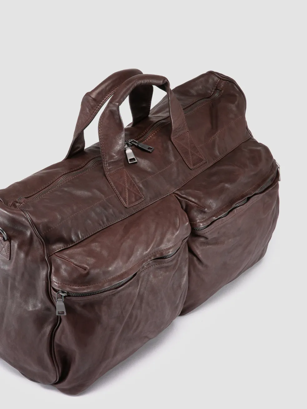 Best Sale Officine Creative RECRUIT 013 - Leather Weekend Bag DARK BROWN