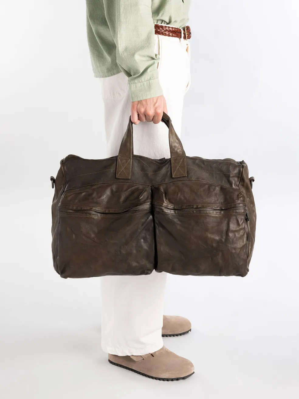 Best Sale Officine Creative RECRUIT 013 - Leather Weekend Bag DARK BROWN