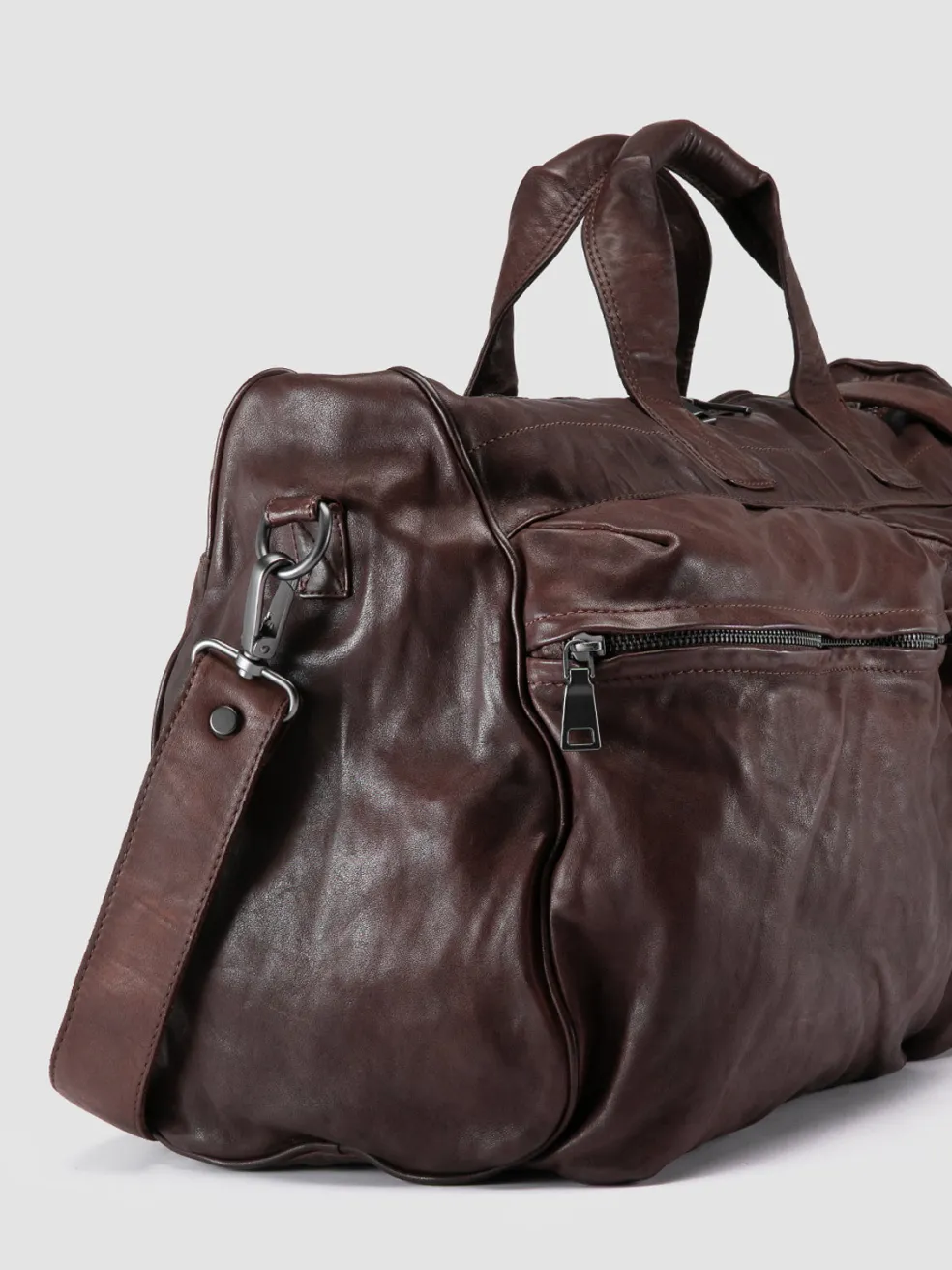 Best Sale Officine Creative RECRUIT 013 - Leather Weekend Bag DARK BROWN
