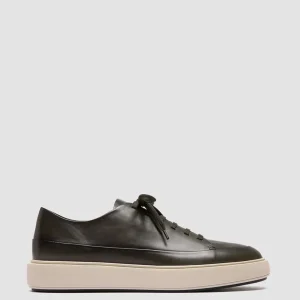 Shop Officine Creative RELEASE 001 - Green Leather Low Top Sneakers BOSCO