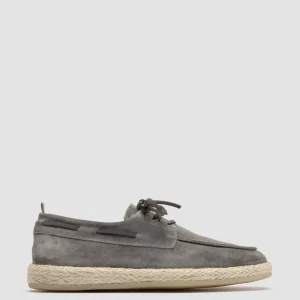 Cheap Officine Creative ROPED 005 - Grey Suede Boat Shoes NEBBIA