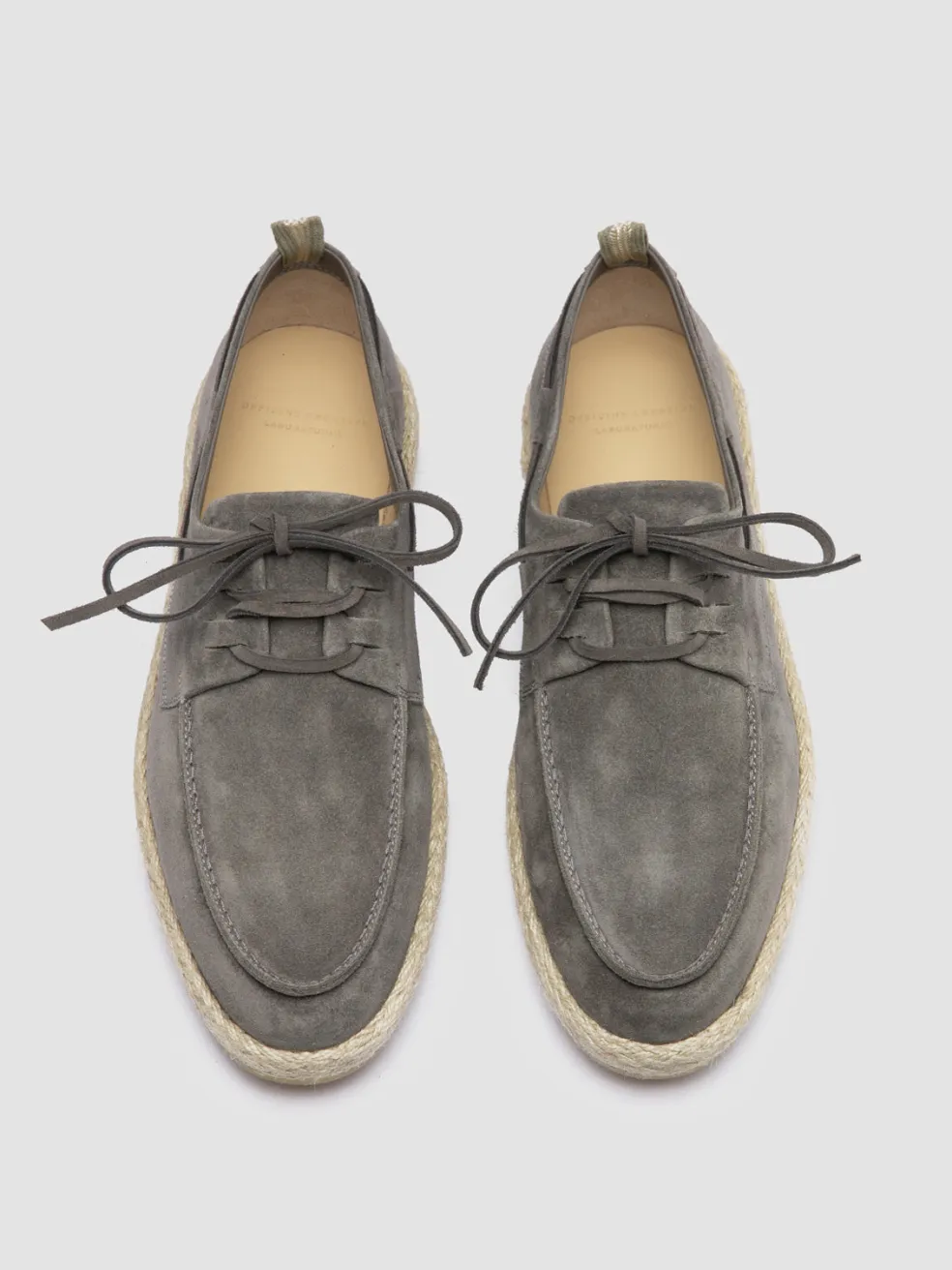 Cheap Officine Creative ROPED 005 - Grey Suede Boat Shoes NEBBIA