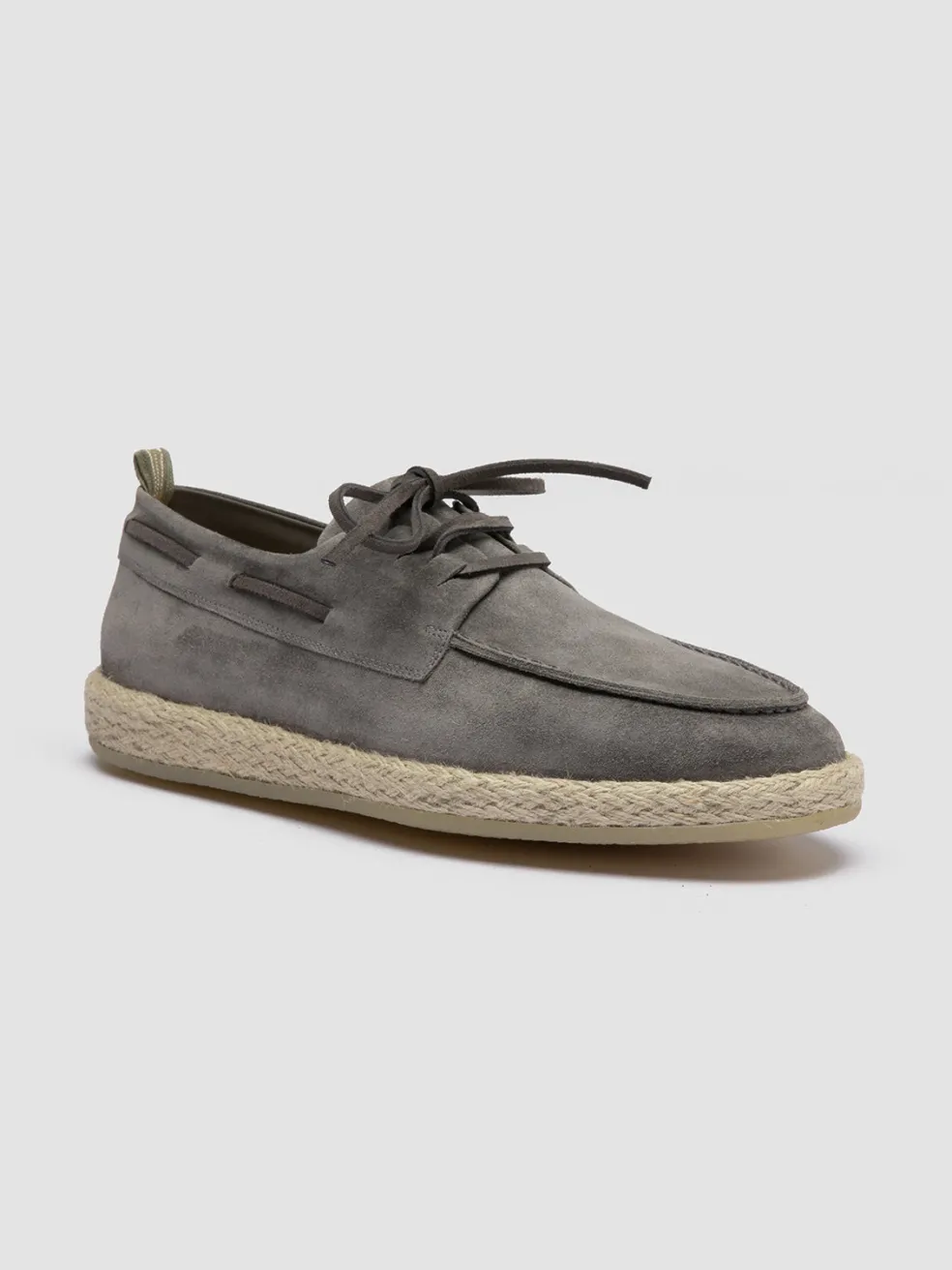 Cheap Officine Creative ROPED 005 - Grey Suede Boat Shoes NEBBIA