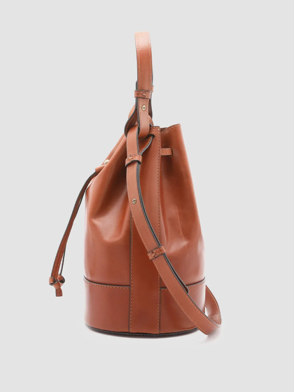 Outlet Officine Creative SADDLE 08 - Brown Leather Bucket Bag COTTO
