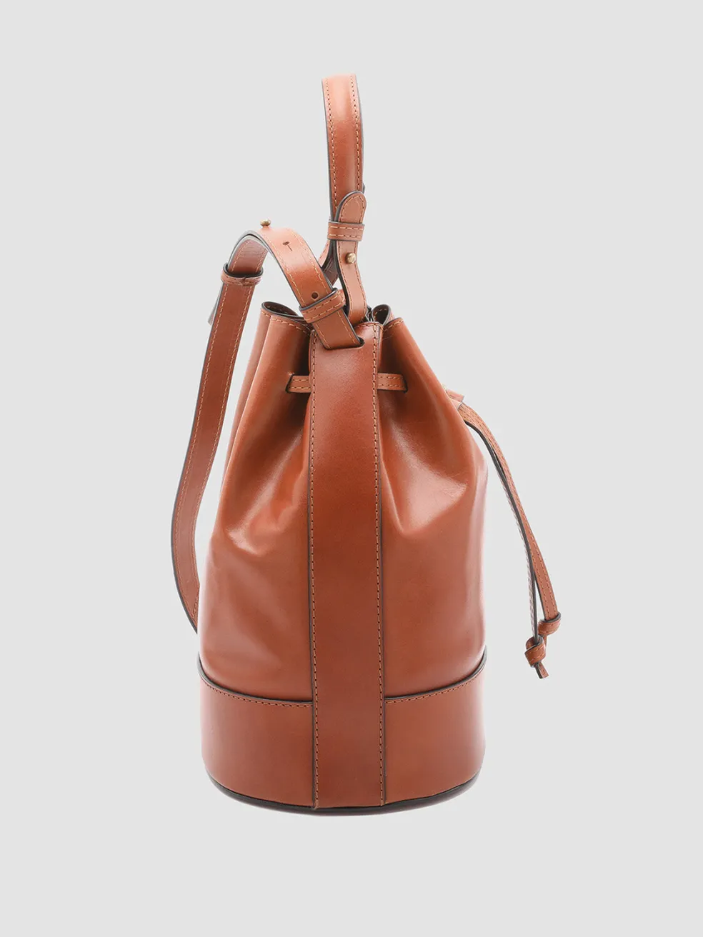 Outlet Officine Creative SADDLE 08 - Brown Leather Bucket Bag COTTO