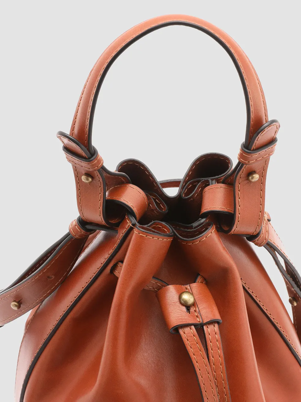 Outlet Officine Creative SADDLE 08 - Brown Leather Bucket Bag COTTO