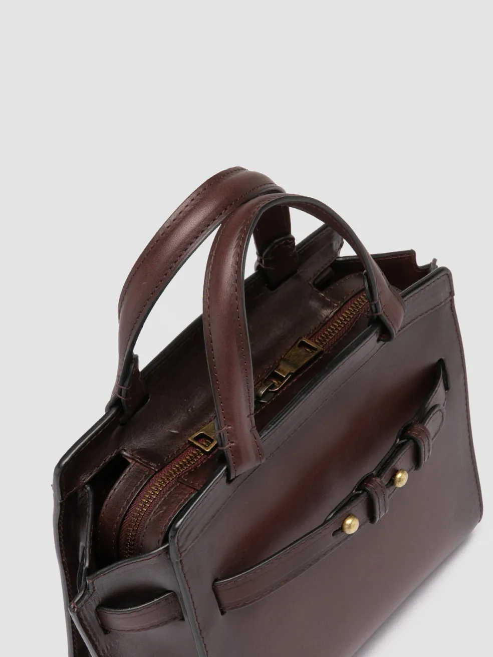 Flash Sale Officine Creative SADDLE 009 - Brown Leather Hand Bag TRUFFLE