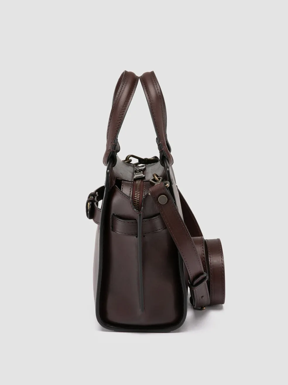 Flash Sale Officine Creative SADDLE 009 - Brown Leather Hand Bag TRUFFLE