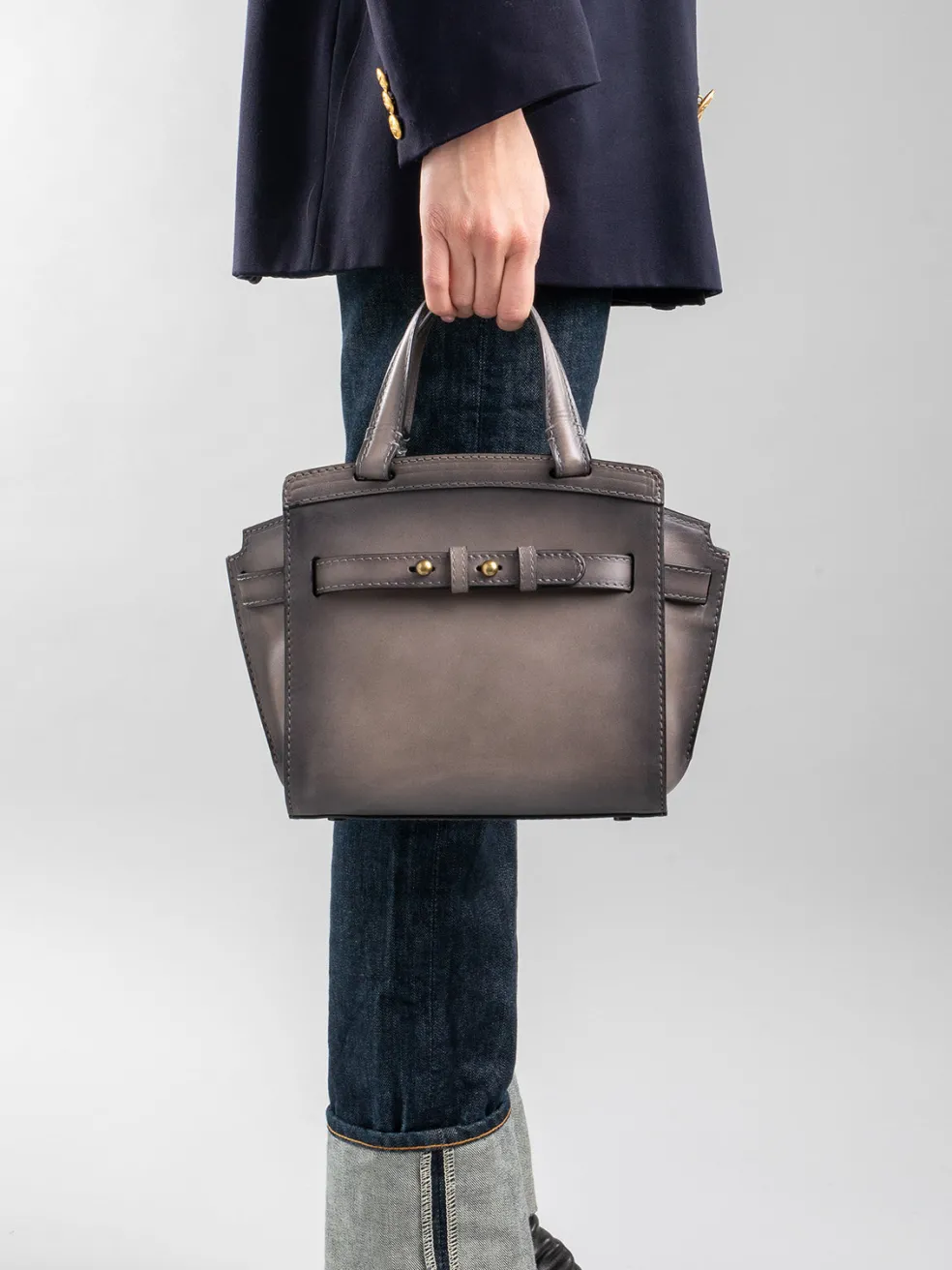 Flash Sale Officine Creative SADDLE 009 - Brown Leather Hand Bag TRUFFLE