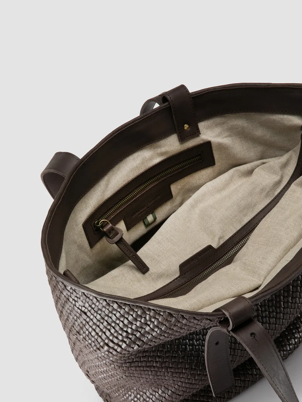 Sale Officine Creative SHELBY 002 - Brown Leather Shoulder Bag DARK BROWN