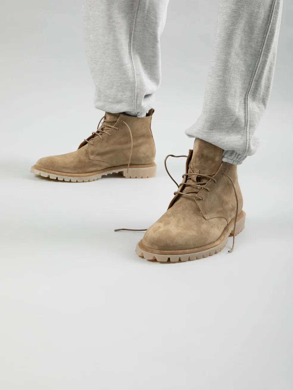 Outlet Officine Creative SPECTACULAR 002 - Brown Suede Lace-Up Boots TAUPE