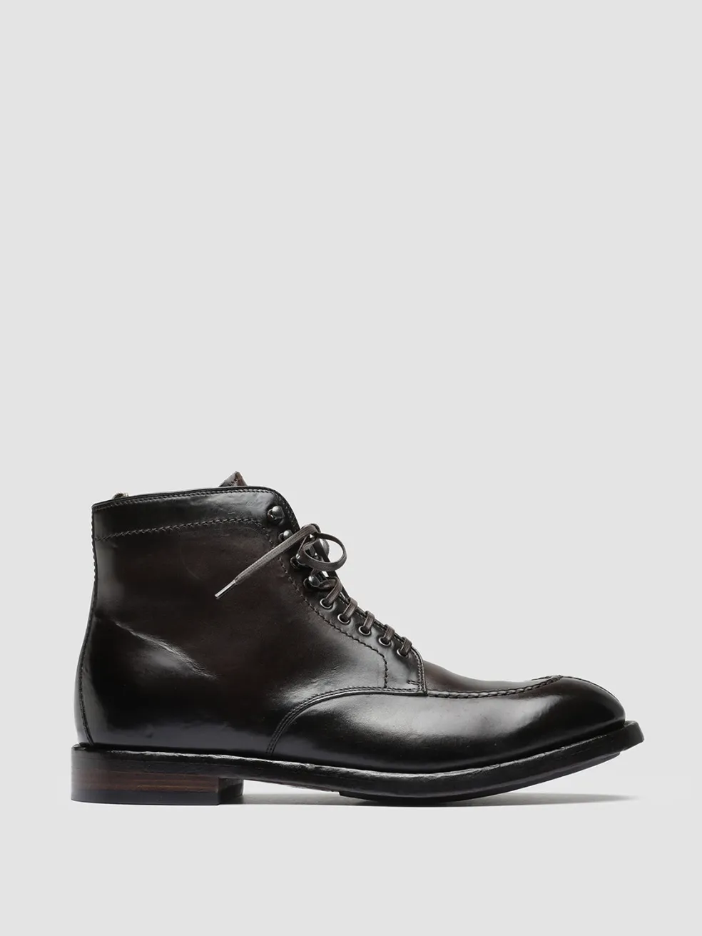 Shop Officine Creative TEMPLE 006 - Brown Leather Ankle Boots EBANO