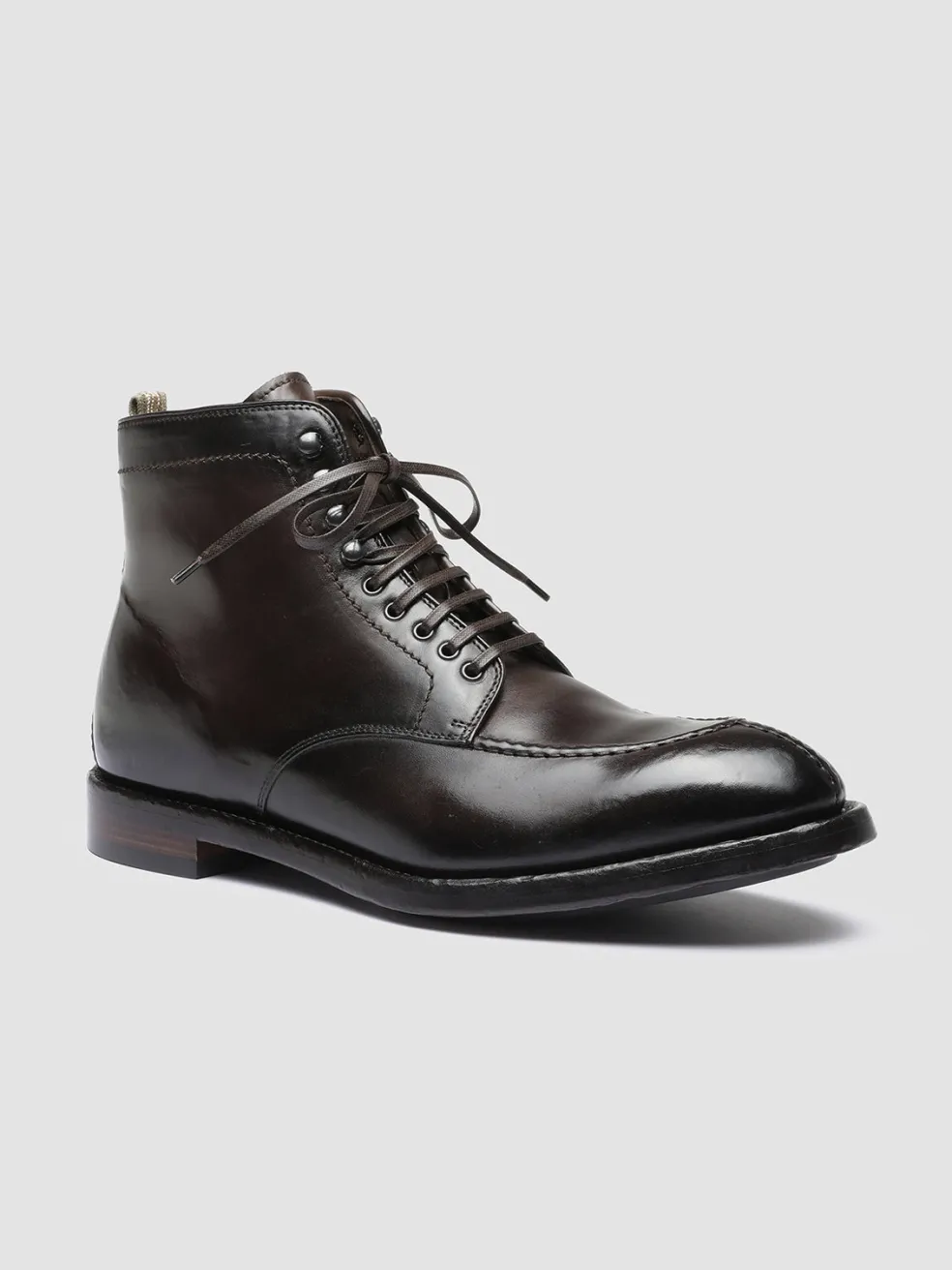 Shop Officine Creative TEMPLE 006 - Brown Leather Ankle Boots EBANO