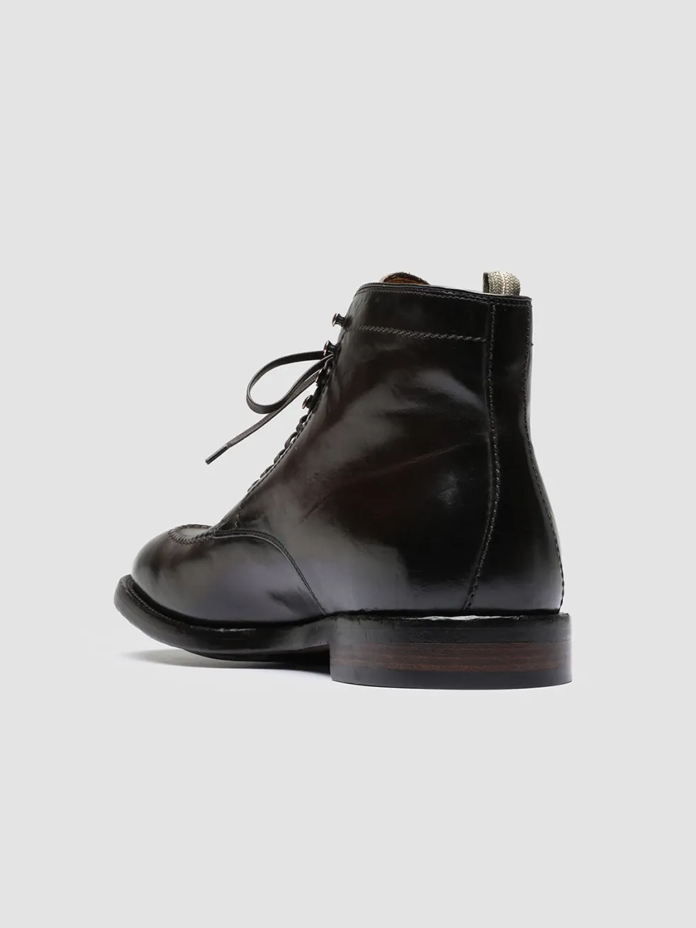 Shop Officine Creative TEMPLE 006 - Brown Leather Ankle Boots EBANO