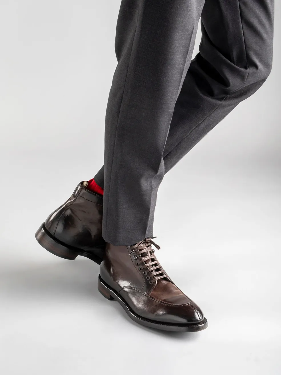 Shop Officine Creative TEMPLE 006 - Brown Leather Ankle Boots EBANO