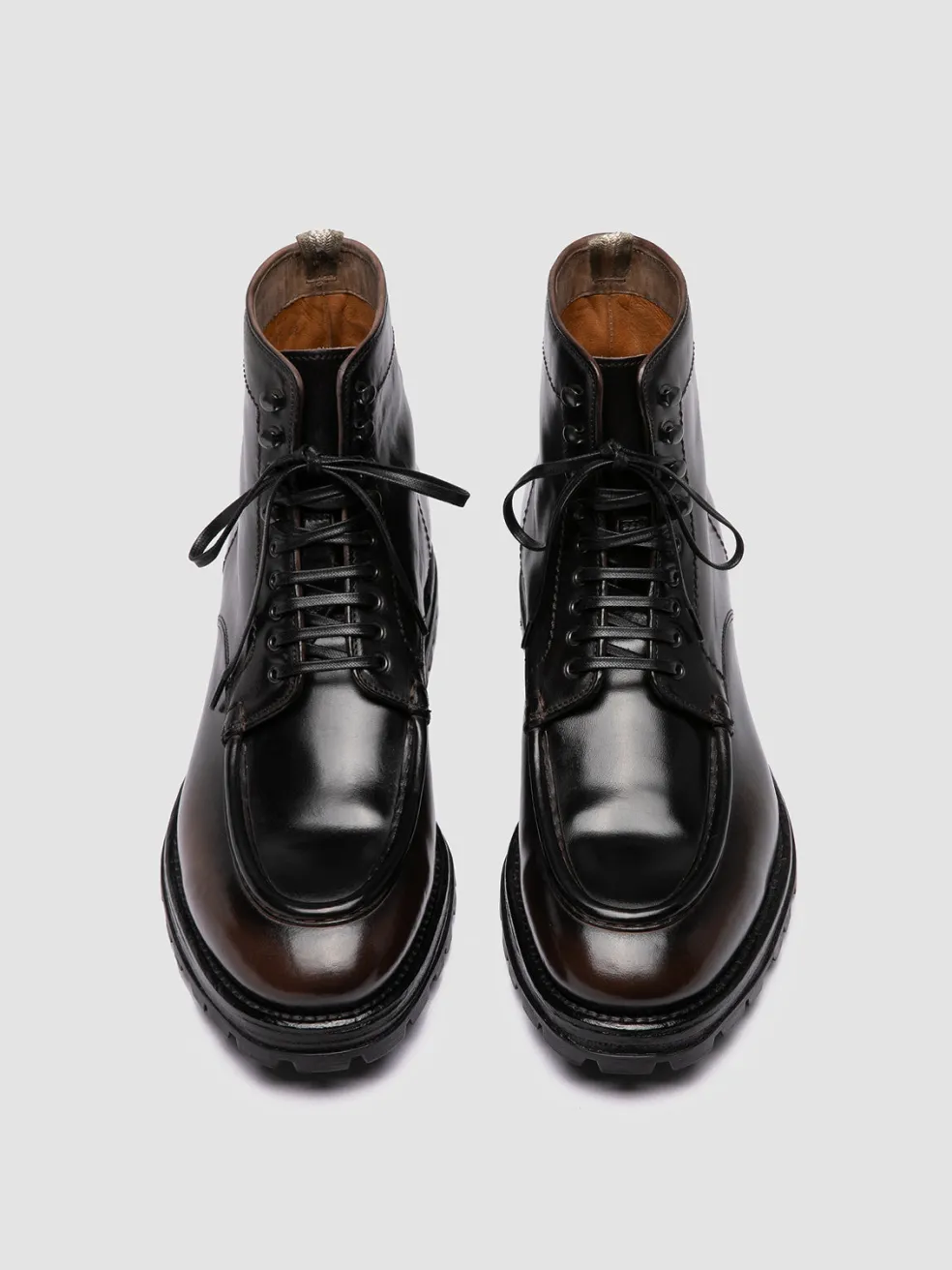 Fashion Officine Creative VAIL 010 - Brown Leather Lace Up Boots COFFEE/BLACK